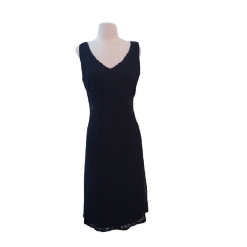 Dani Max Lace Design Black LBD Dress, 6